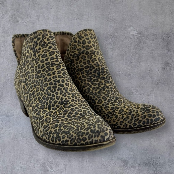 Lucky brand Women’s LK-Bashina 2 Sophia Leopard Animal Print Ankle Boots Sz 7.5M - Picture 2 of 10
